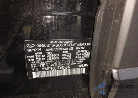 2026 Hyundai Ioniq 9 Se z USA, uszkodzony, nr VIN 7YAMTFS31TY005032